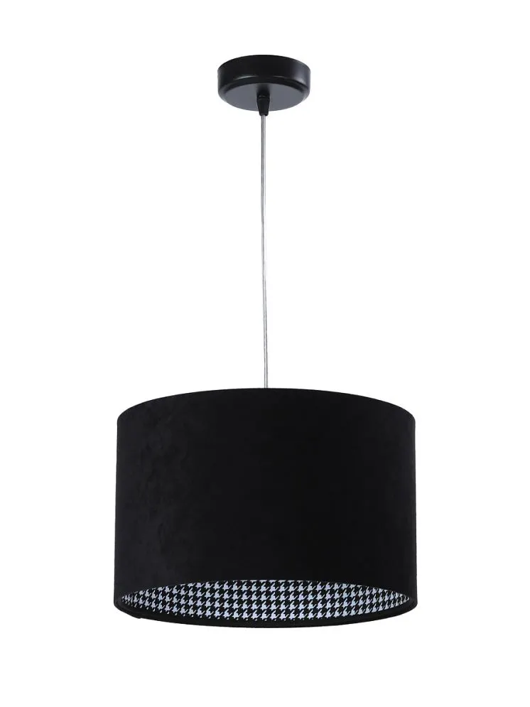 Lampa wisząca HOME 30 czarna welurowa walec | MIRAT.