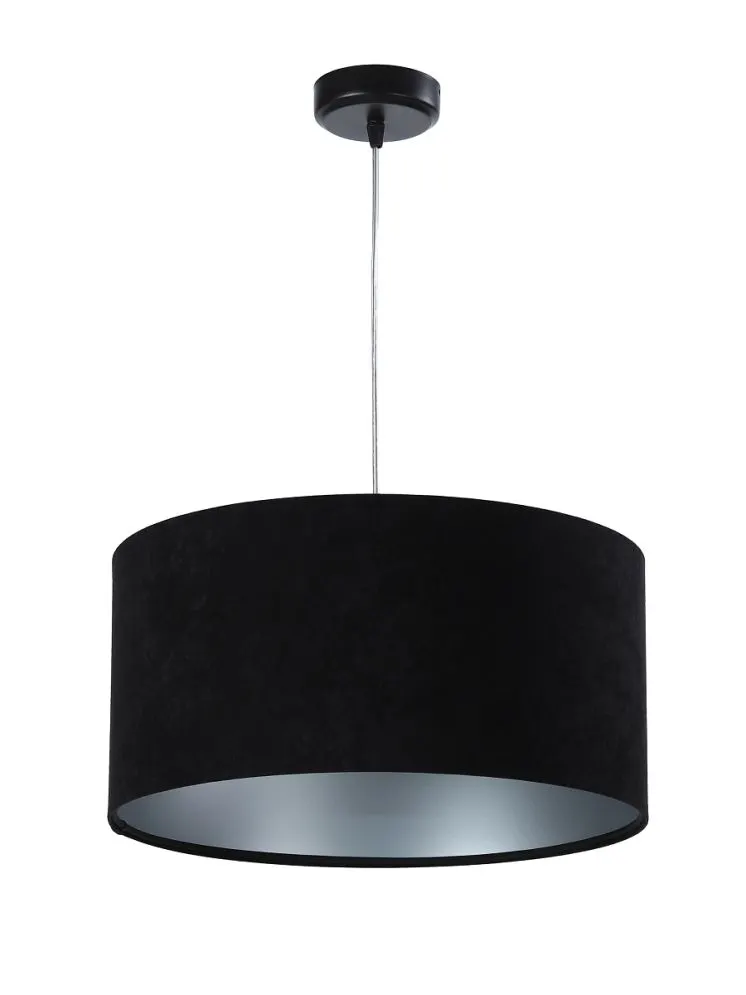 Lampa wisząca HOME 40 czarna/srebrna walec welurowa | MIRAT. w stylu  kolekcja