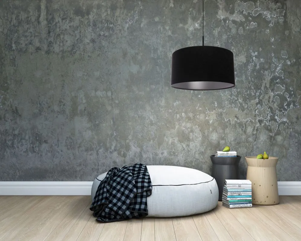 Lampa wisząca HOME 40 czarna/srebrna walec welurowa | MIRAT. w stylu  kolekcja