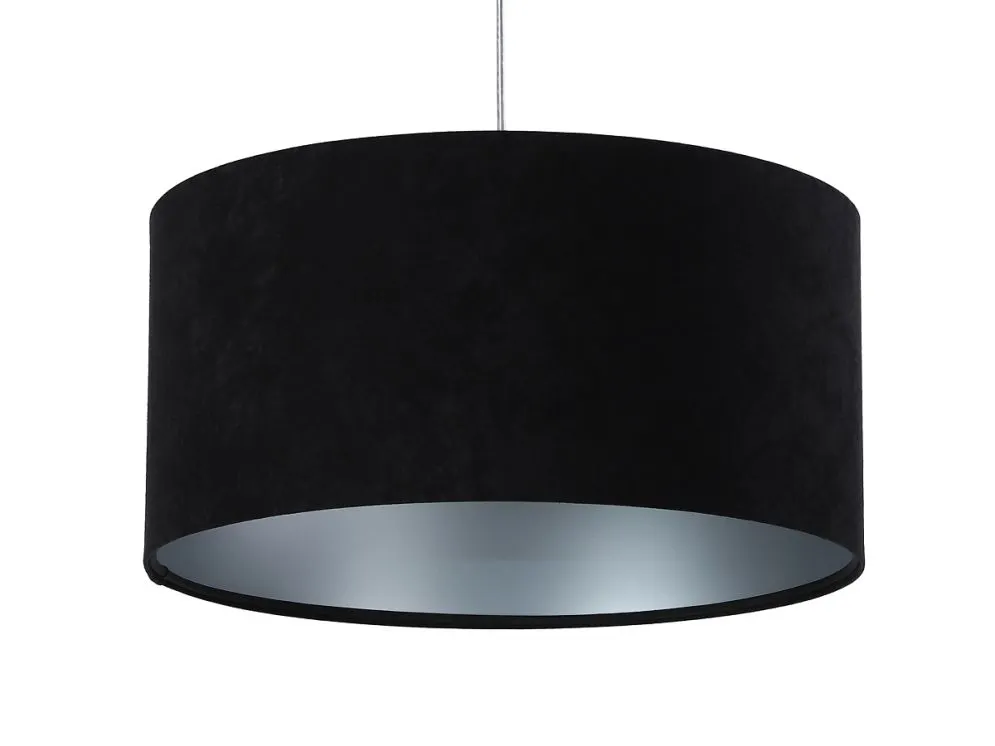 Lampa wisząca HOME 40 czarna/srebrna walec welurowa | MIRAT. w stylu  kolekcja