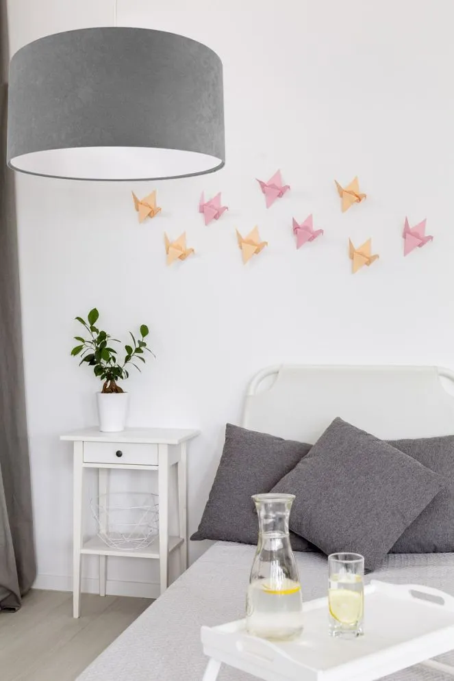 Lampa wisząca HOME 50 szara/biała nowoczesna welurowa | MIRAT. w stylu kolekcja