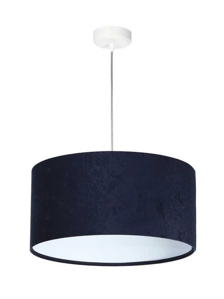 Lampa wisząca HOME 30 granatowa/biała welurowa w kształcie walca | MIRAT.