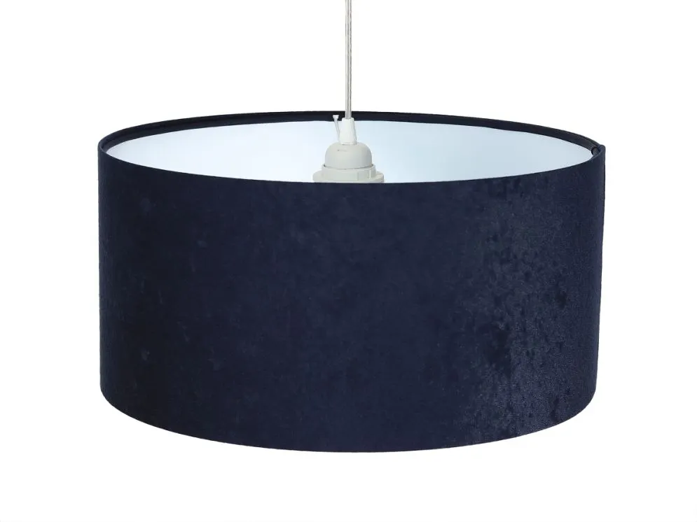 Lampa wisząca HOME 30 granatowa/biała welurowa w kształcie walca | MIRAT.
