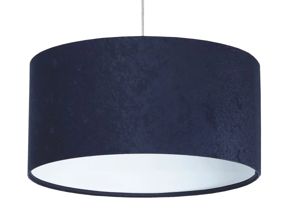 Lampa wisząca HOME 30 granatowa/biała welurowa w kształcie walca | MIRAT.