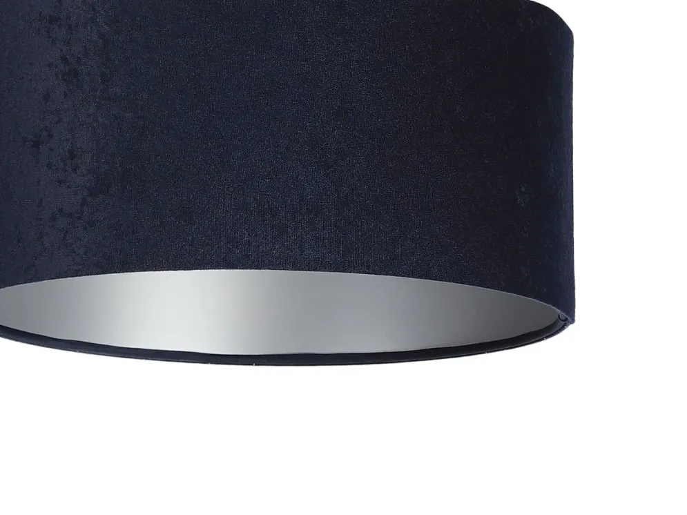 Lampa wisząca HOME 40 granatowa/srebrna welurowa w stylu glamour | MIRAT.