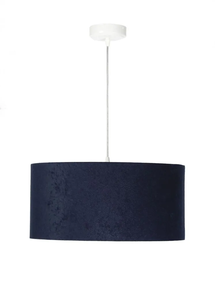 Lampa wisząca HOME 40 granatowa/srebrna welurowa w stylu glamour | MIRAT.