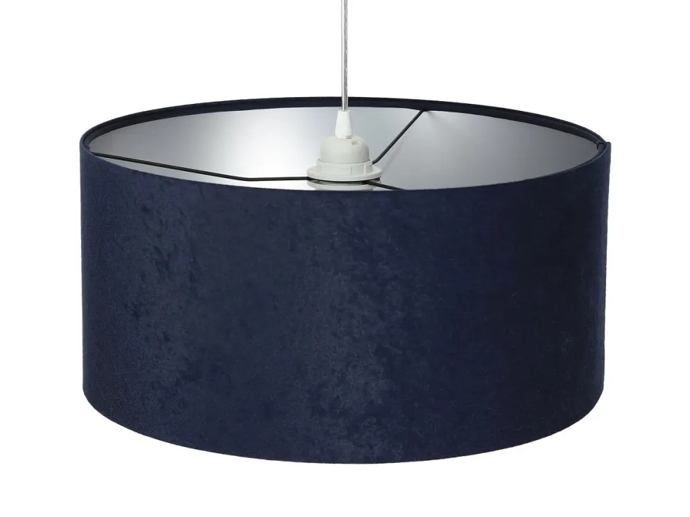 Lampa wisząca HOME 40 granatowa/srebrna welurowa w stylu glamour | MIRAT.
