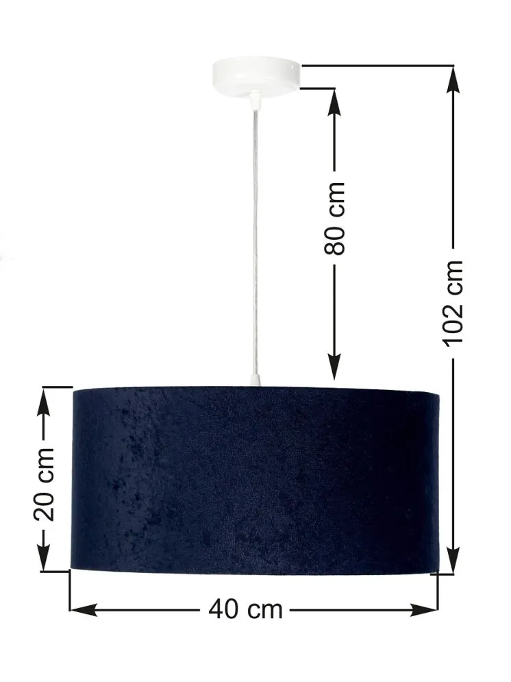 Lampa wisząca HOME 40 granatowa/srebrna welurowa w stylu glamour | MIRAT.