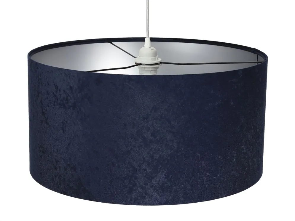 Lampa wisząca HOME 50 granatowa/srebrna ręcznie robiona w kształcie walca | MIRAT.