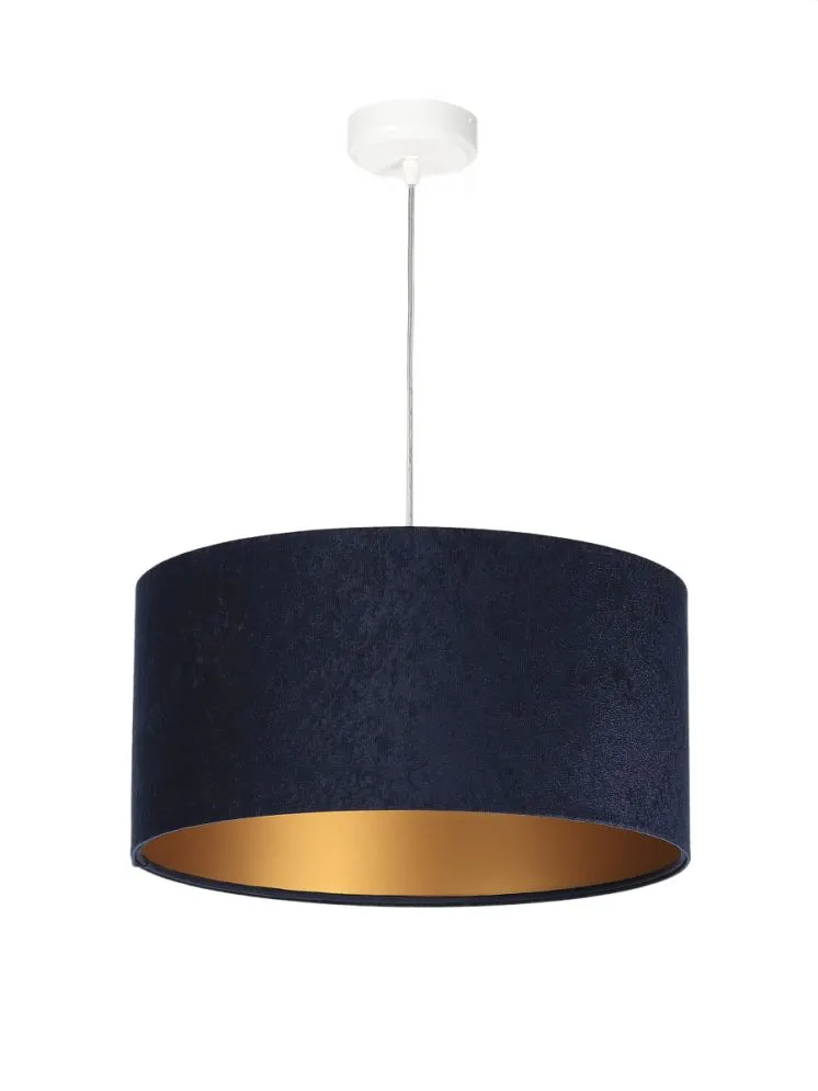 Lampa wisząca HOME 30 granatowa/złota mała w kształcie walca | MIRAT.