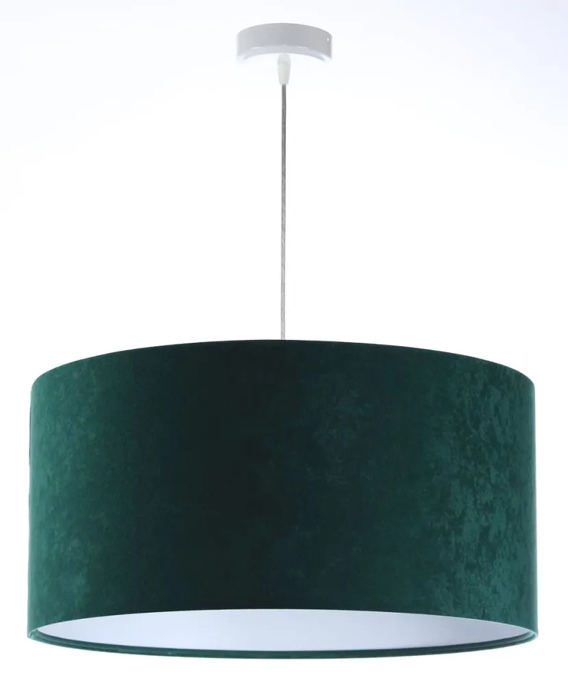 Lampa wisząca HOME 50 zielona/biała walec welurowa | MIRAT.
