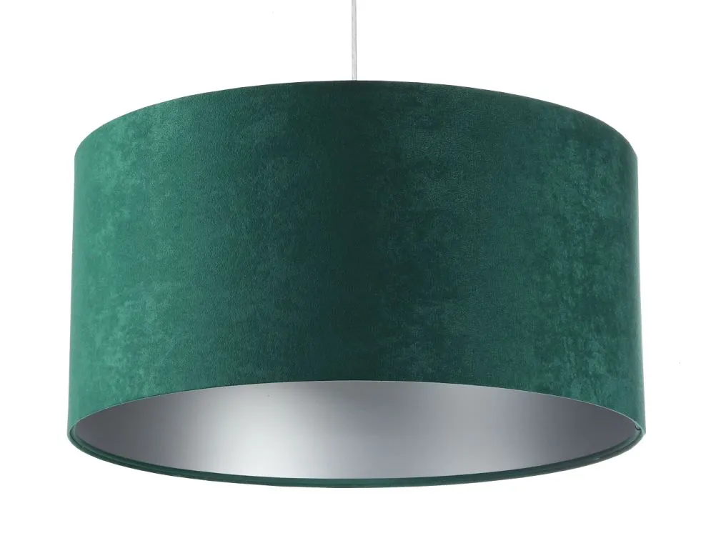 Lampa wisząca HOME 50 zielona/srebrna welurowa walec | MIRAT.