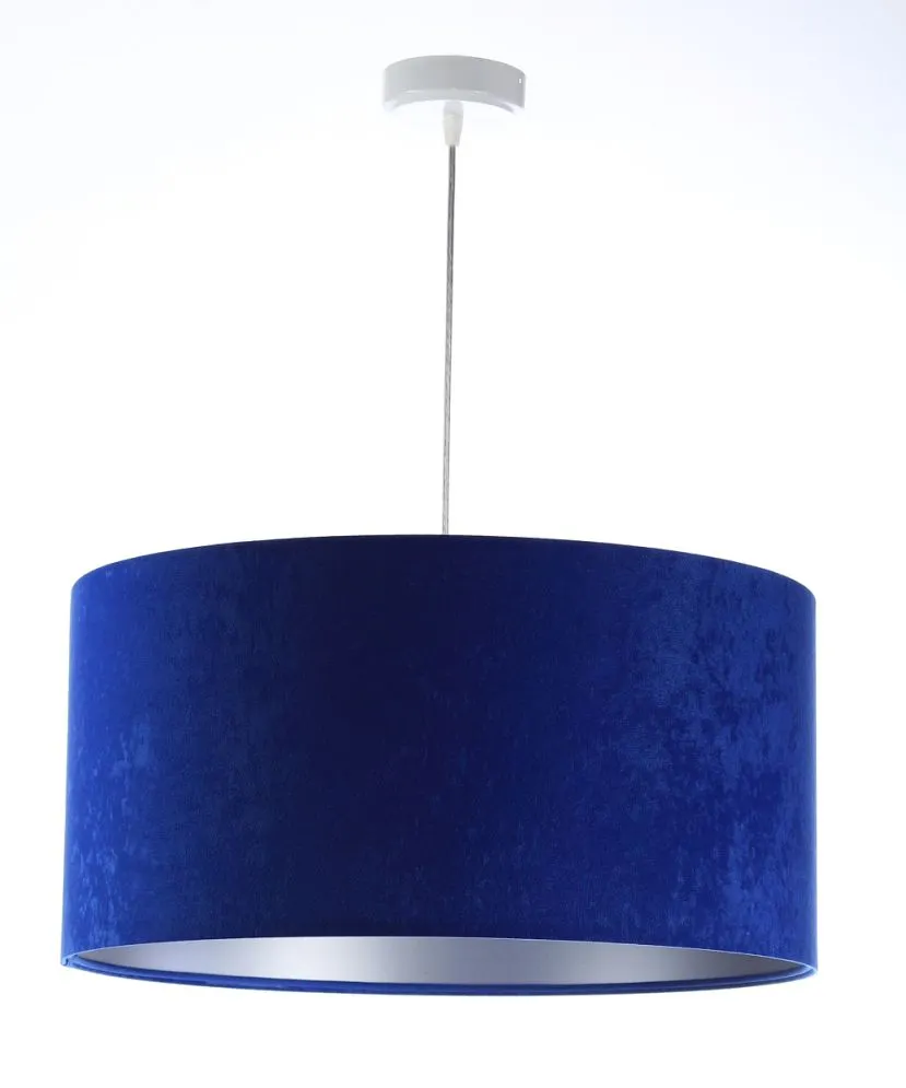 Lampa wisząca HOME 50 niebieska/srebrna walec welurowa | MIRAT.
