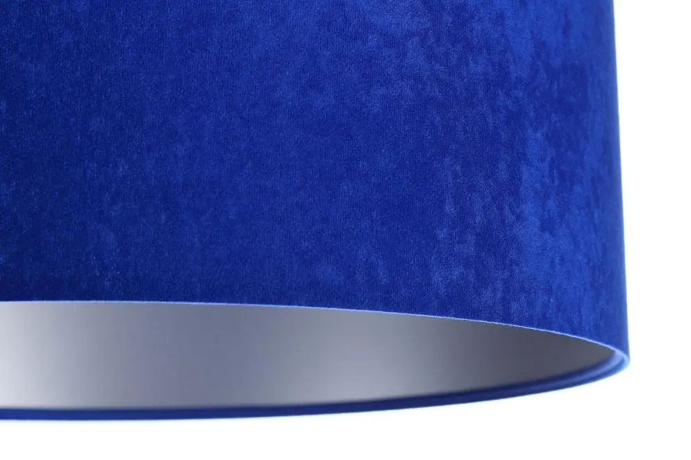 Lampa wisząca HOME 50 niebieska/srebrna walec welurowa | MIRAT.