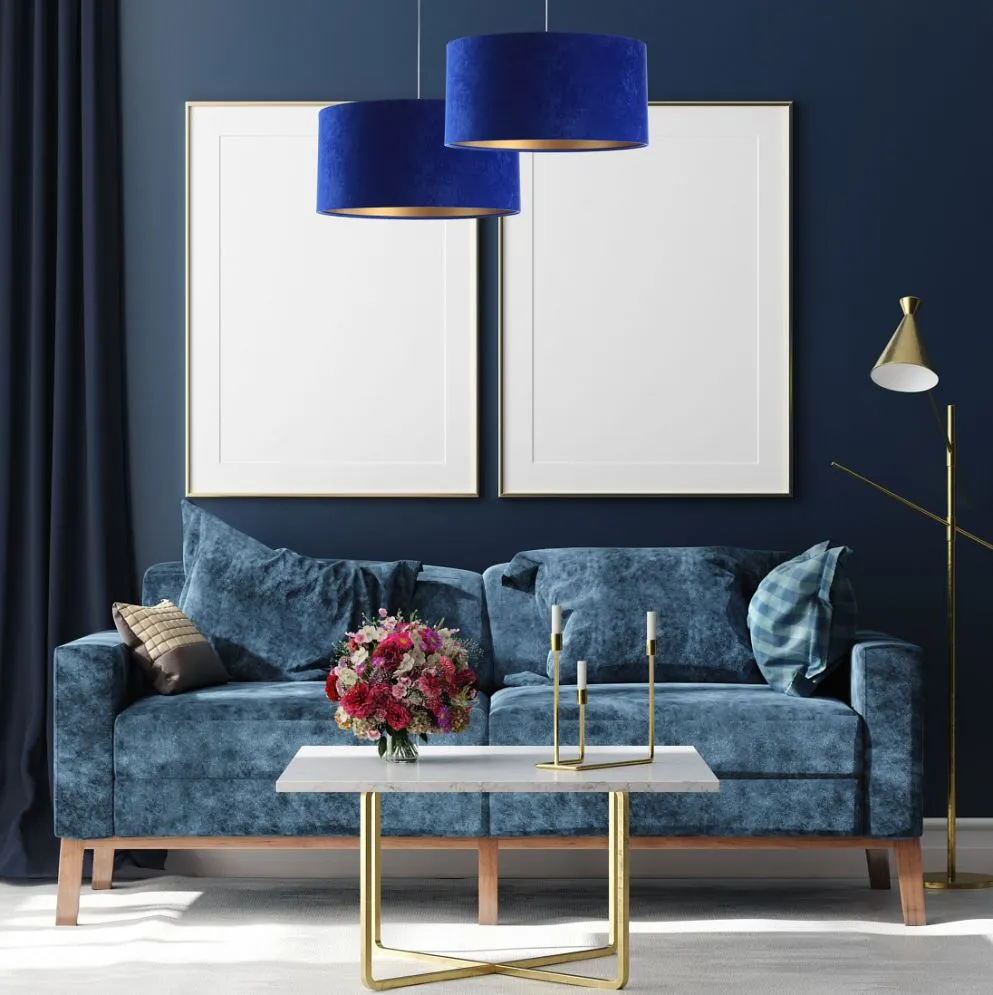 Lampa wisząca HOME 50 niebieska/złota w stylu glamour | MIRAT.