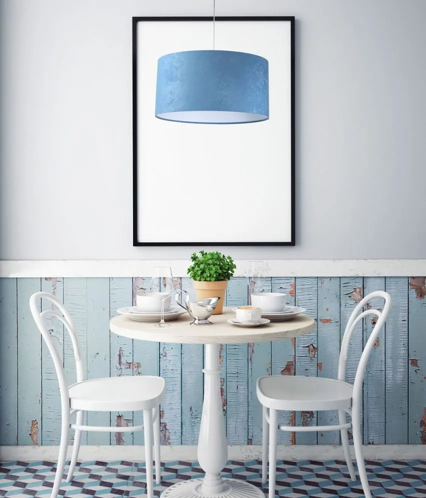 Lampa wisząca HOME 30 błękitna/biała mała w kształcie walca | MIRAT.