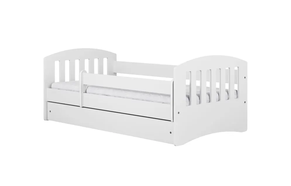 Łóżko dziecięce CLASSIC 1 180x80 białe z szufladą polskiej produkcji | MIRAT.  kolekcja CLASSIC