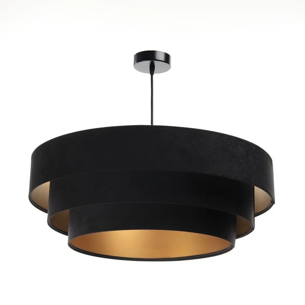 Lampa wisząca TRIO czarna/złota welurowa polskiej produkcji | MIRAT. w stylu  kolekcja