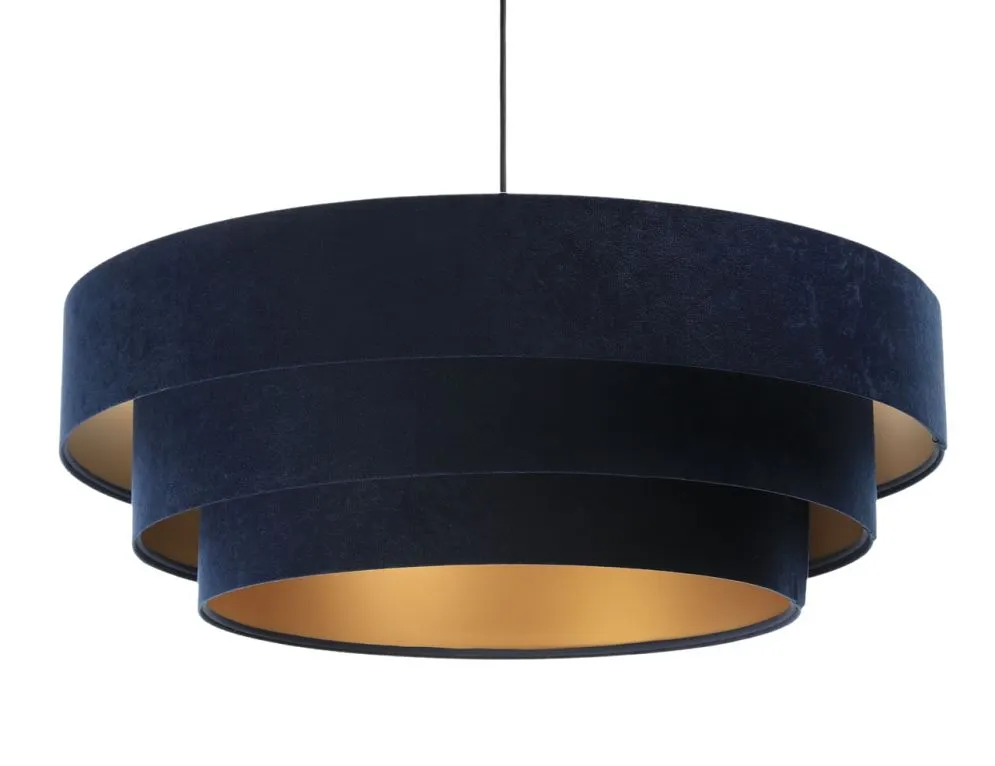 Lampa wisząca TRIO granatowa/złota welurowa nowoczesna | MIRAT. w stylu  kolekcja