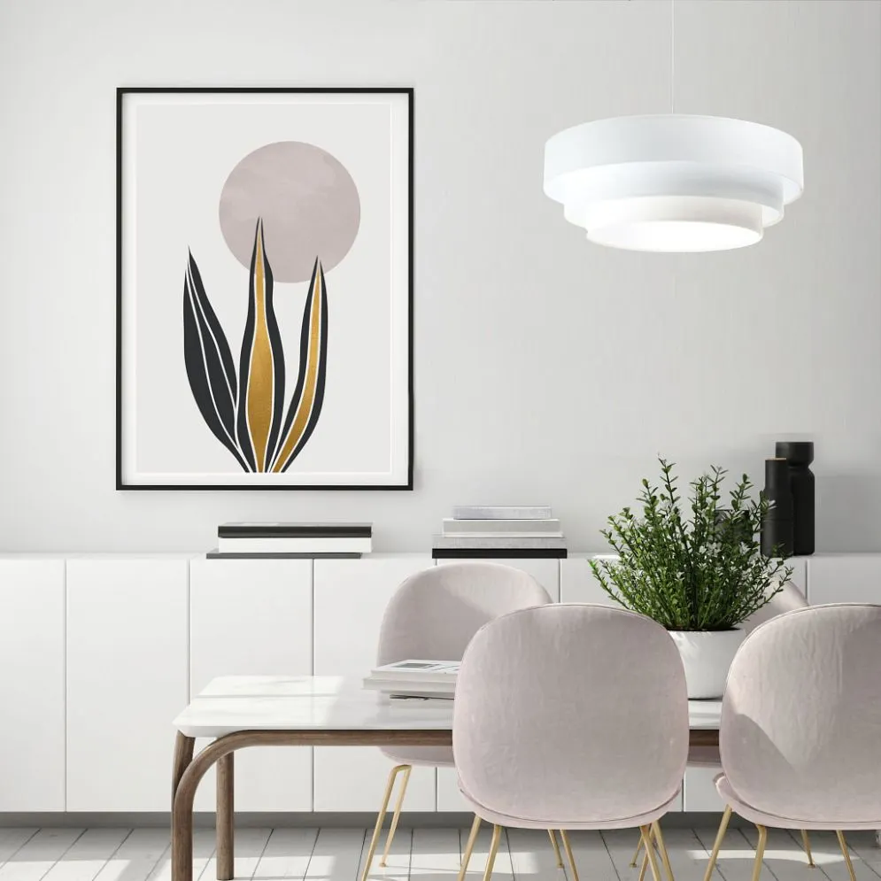 Lampa wisząca TRIO biała welurowa w stylu glamour | MIRAT. w stylu kolekcja