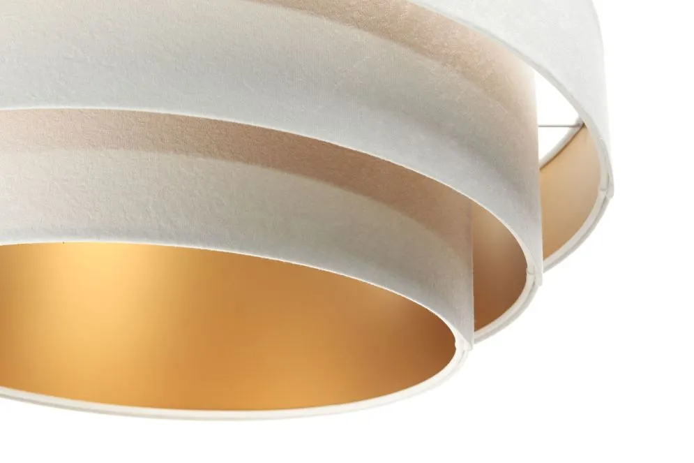 Lampa wisząca TRIO biała/złota welurowa do jadalni | MIRAT. w stylu kolekcja