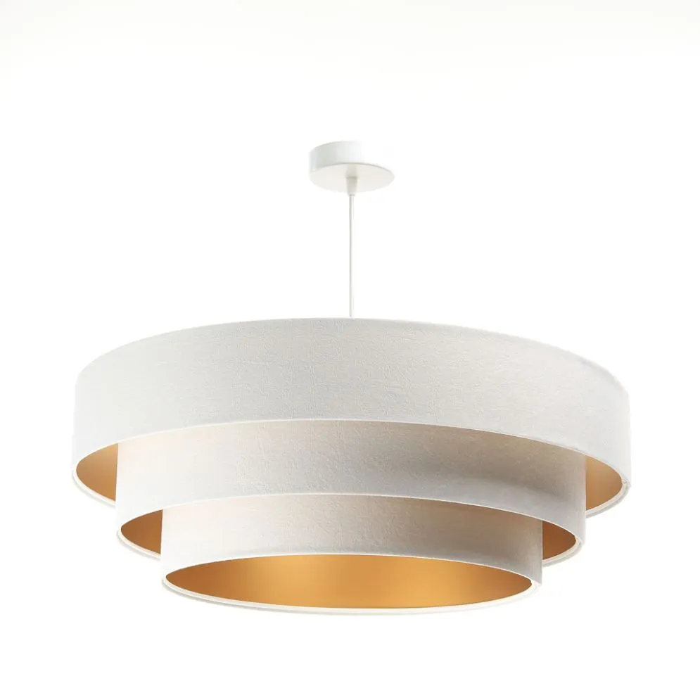 Lampa wisząca TRIO biała/złota welurowa do jadalni | MIRAT. w stylu kolekcja