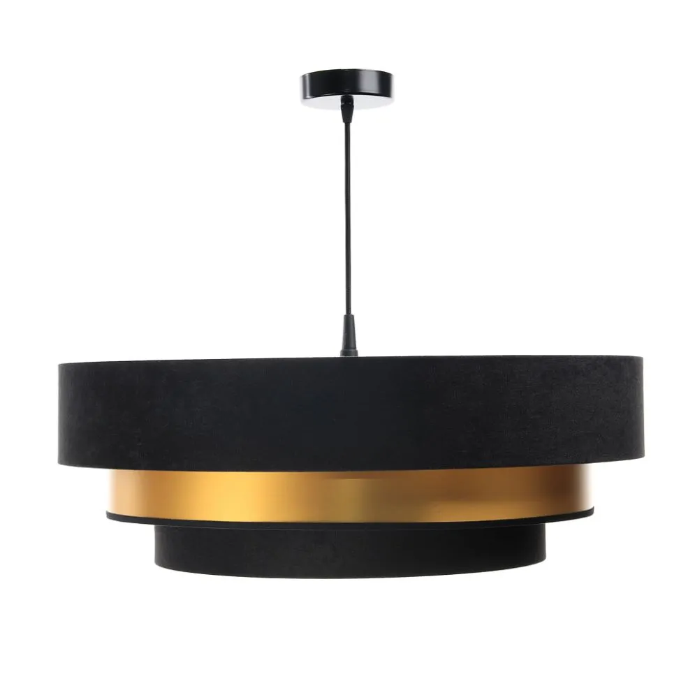 Lampa wisząca TRIO MIX czarna/złota z potrójnym abażurem | MIRAT. w stylu  kolekcja