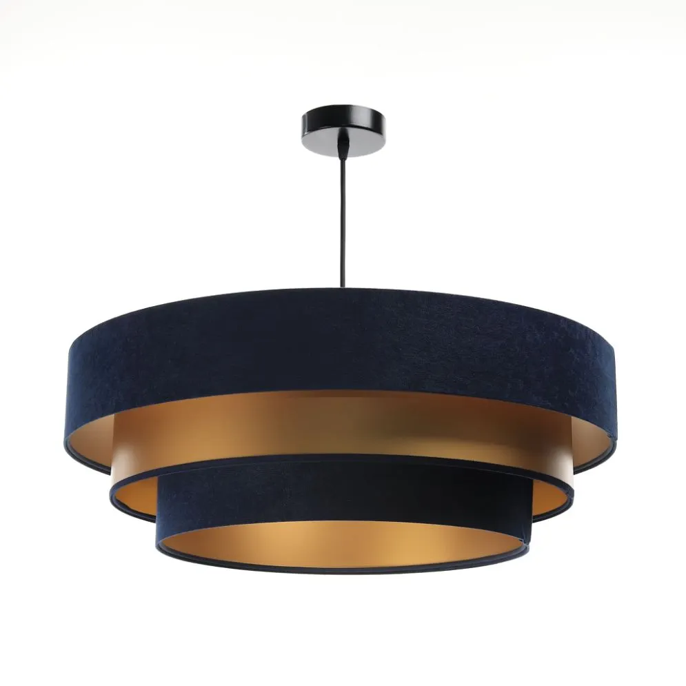 Lampa wisząca TRIO MIX granatowa/złota ręcznie robiona nad stół | MIRAT. w stylu kolekcja