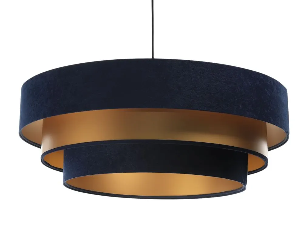 Lampa wisząca TRIO MIX granatowa/złota ręcznie robiona nad stół | MIRAT. w stylu kolekcja