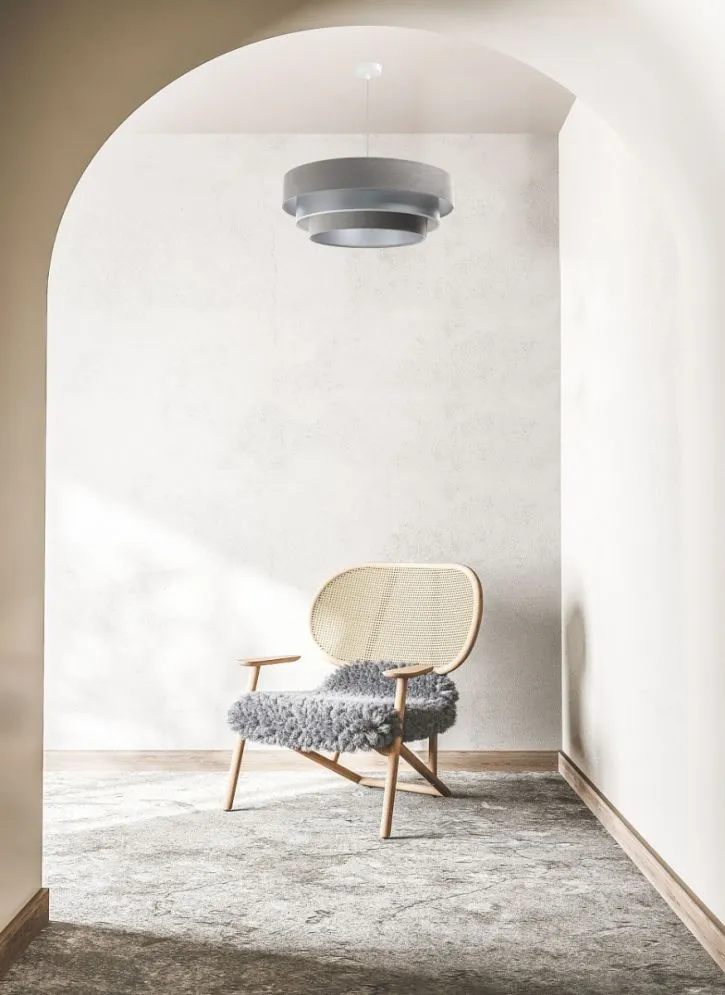 Lampa wisząca TRIO MIX szara/srebrna dwukolorowa welurowa | MIRAT. w stylu kolekcja