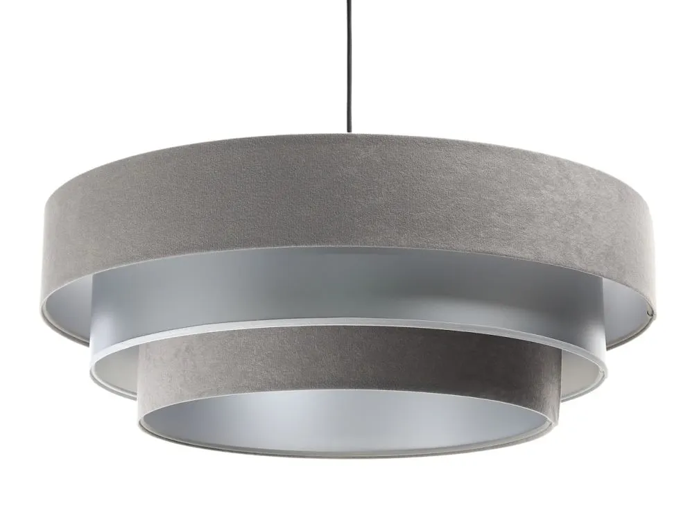 Lampa wisząca TRIO MIX szara/srebrna dwukolorowa welurowa | MIRAT. w stylu kolekcja