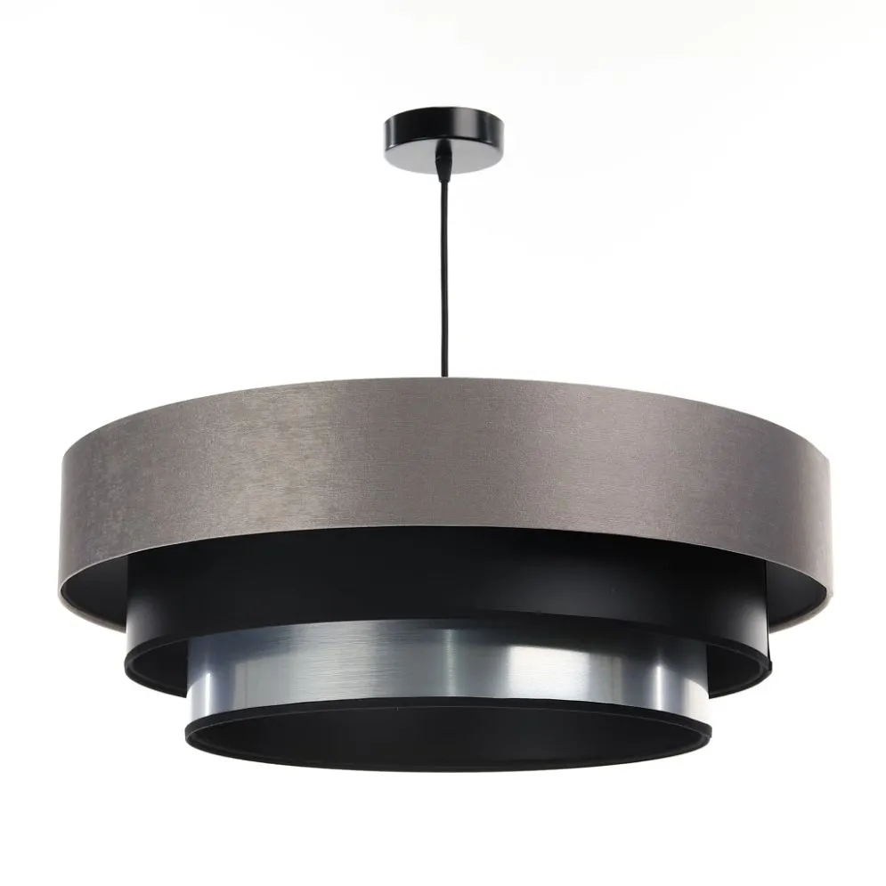 Lampa wisząca TRIO MIX szara/czarna/srebrna elegancka satynowa | MIRAT. w stylu kolekcja