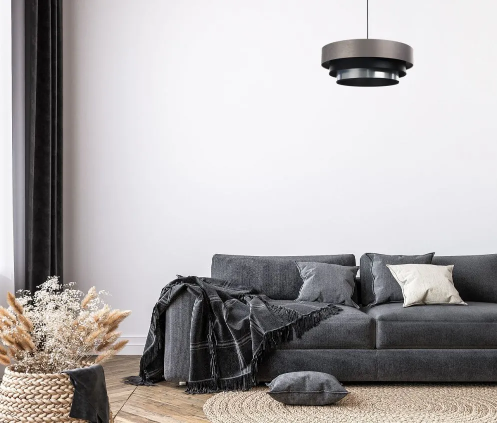 Lampa wisząca TRIO MIX szara/czarna/srebrna elegancka satynowa | MIRAT. w stylu kolekcja