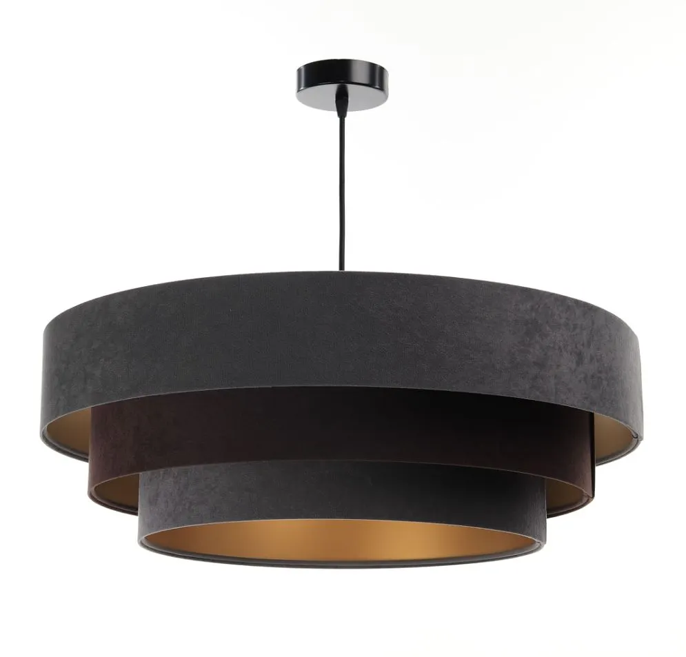 Lampa wisząca TRIO MIX grafitowa/brązowa/złota welurowa loftowa | MIRAT. w stylu  kolekcja
