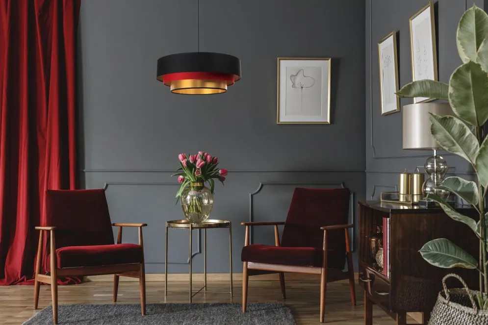 Lampa wisząca TRIO MIX czarna/czerwona/złota nowoczesna do salonu | MIRAT. w stylu kolekcja