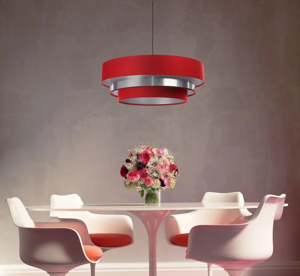 Lampa wisząca TRIO MIX czerwona/srebrna satynowa ręcznie robiona | MIRAT. w stylu kolekcja