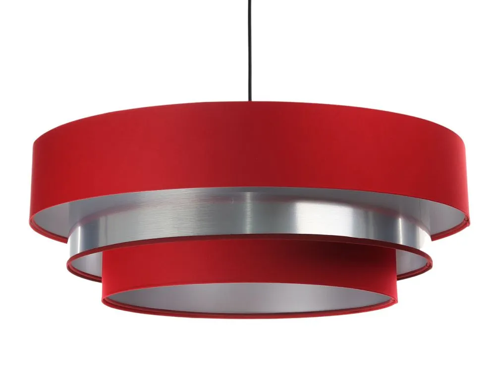 Lampa wisząca TRIO MIX czerwona/srebrna satynowa ręcznie robiona | MIRAT. w stylu kolekcja