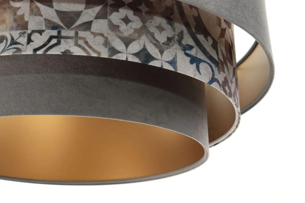 Lampa wisząca TRIO MIX szara/wielokolorowa elegancka welurowa | MIRAT. w stylu kolekcja
