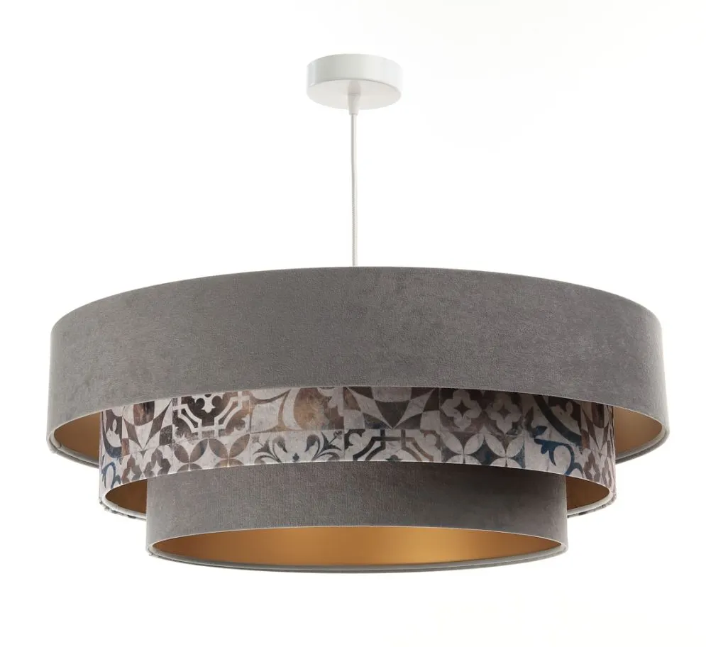Lampa wisząca TRIO MIX szara/wielokolorowa elegancka welurowa | MIRAT. w stylu kolekcja
