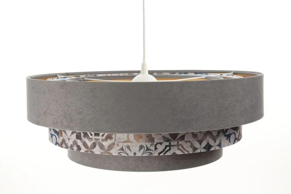 Lampa wisząca TRIO MIX szara/wielokolorowa elegancka welurowa | MIRAT. w stylu kolekcja