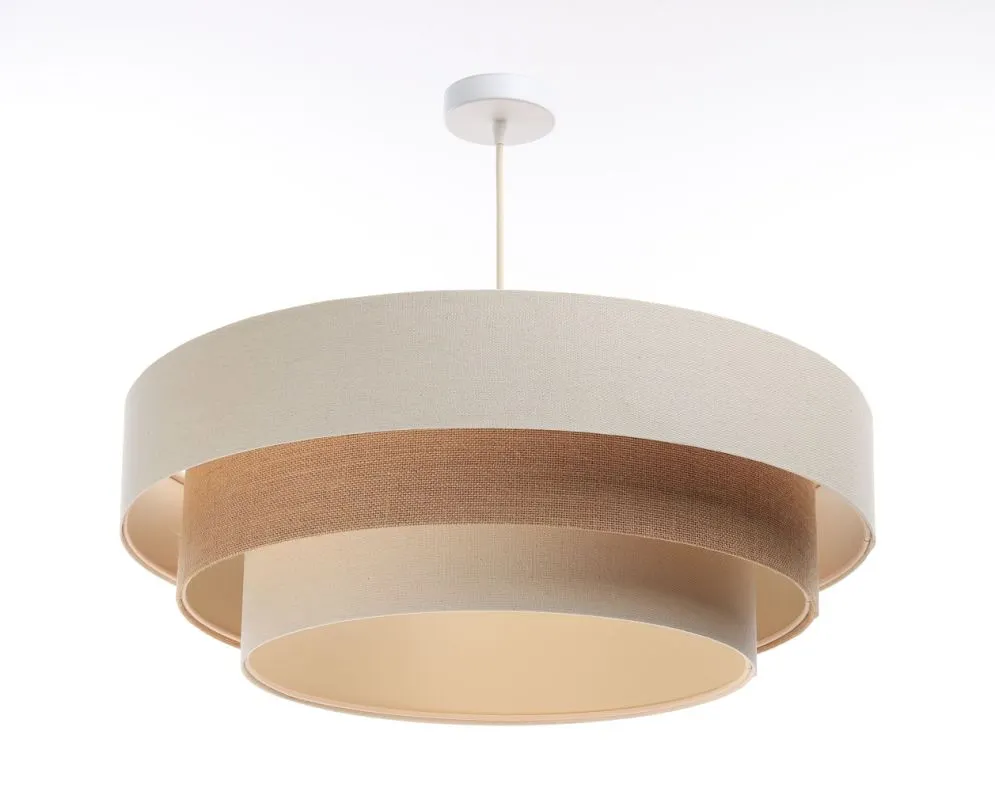 Lampa wisząca ERUTAN TRIPLE kremowa/brązowa lniana I sklep meblowy MIRAT.