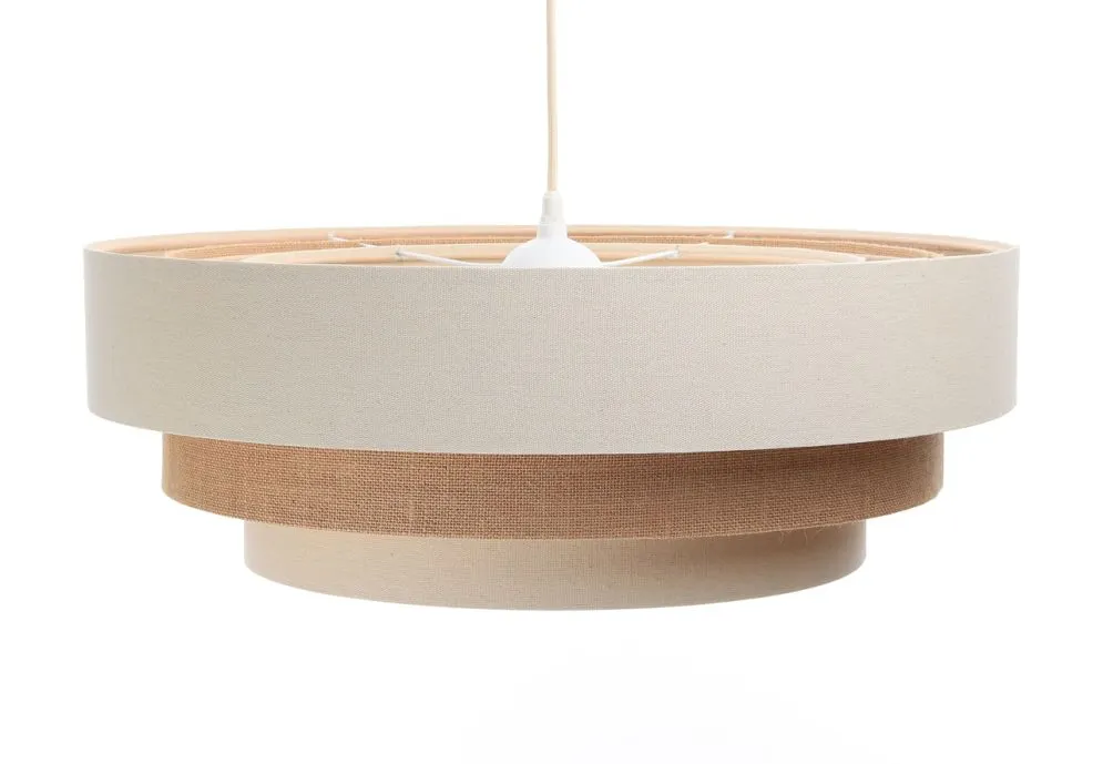 Lampa wisząca ERUTAN TRIPLE kremowa/brązowa lniana I sklep meblowy MIRAT.
