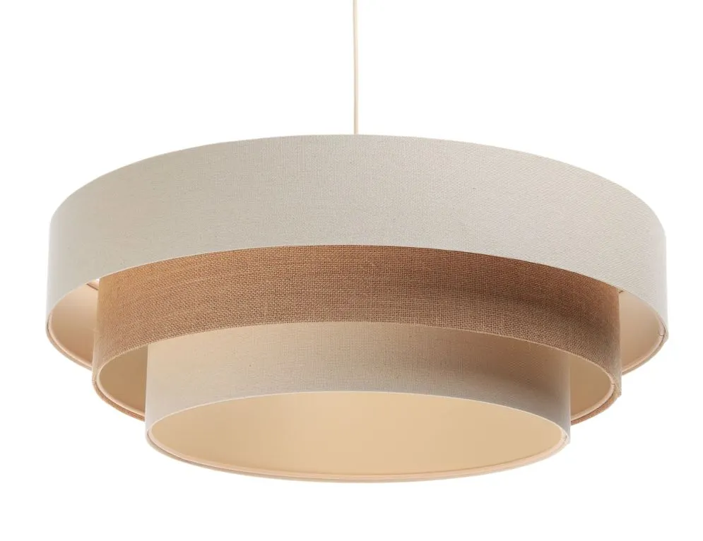 Lampa wisząca ERUTAN TRIPLE kremowa/brązowa lniana I sklep meblowy MIRAT.