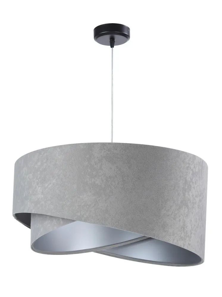 Lampa wisząca GEMSTONE szara/srebrna welurowa asymetryczna | MIRAT. w stylu kolekcja