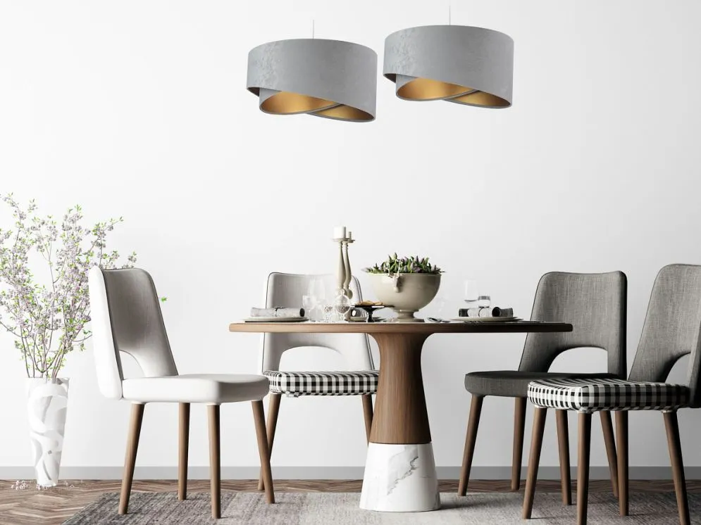 Lampa wisząca GEMSTONE szara/złota w stylu glamour | MIRAT. w stylu kolekcja
