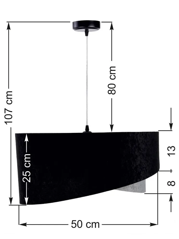 Lampa wisząca SHAPELESS czarna/szara/srebrna asymetryczna aksamitna | MIRAT. w stylu  kolekcja