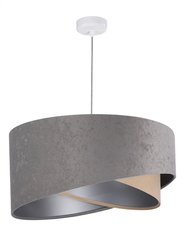 Lampa wisząca SILVERY szara/beżowa/srebrna asymetryczna aksamitna | MIRAT. w stylu  kolekcja