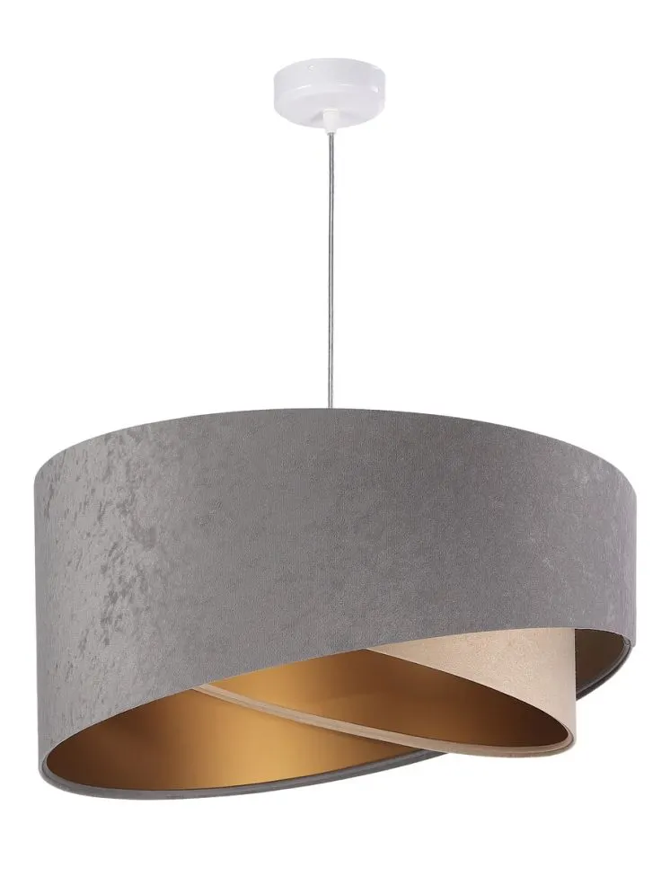 Lampa wisząca SILVERY szara/beżowa/złota nowoczesna welurowa | MIRAT. w stylu  kolekcja