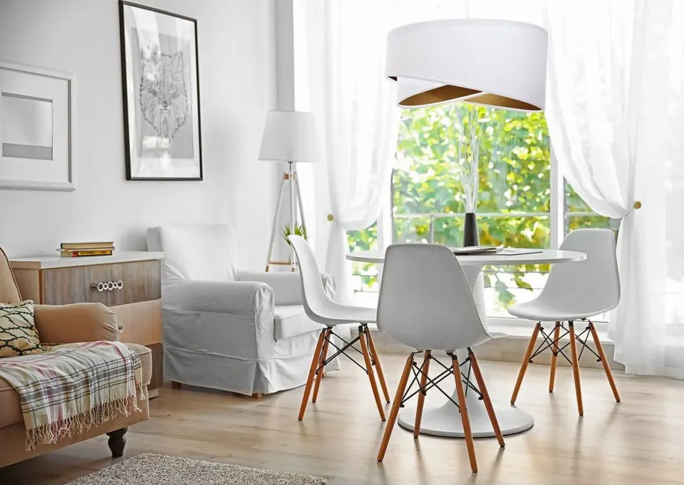 Lampa wisząca GEMSTONE biała/złota welurowa w stylu glamour | MIRAT. w stylu  kolekcja
