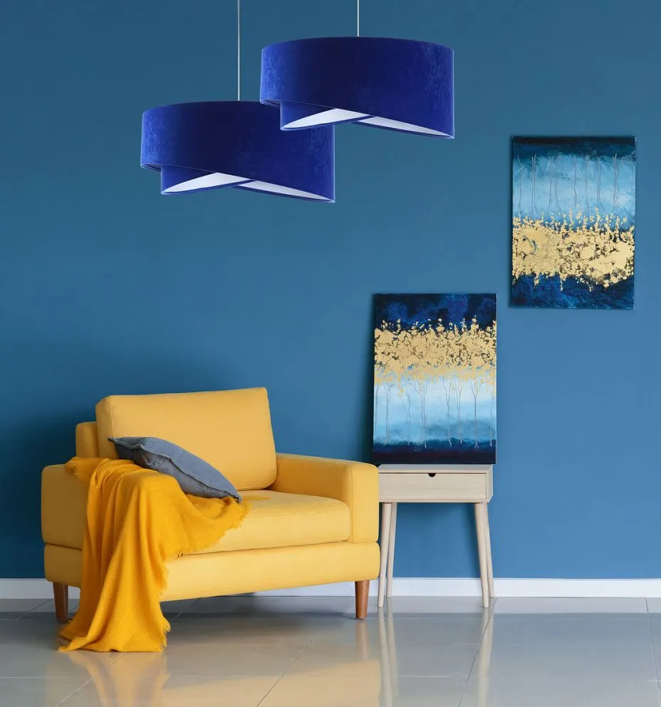 Lampa wisząca GEMSTONE niebieska/biała aksamitna do jadalni | MIRAT. w stylu  kolekcja